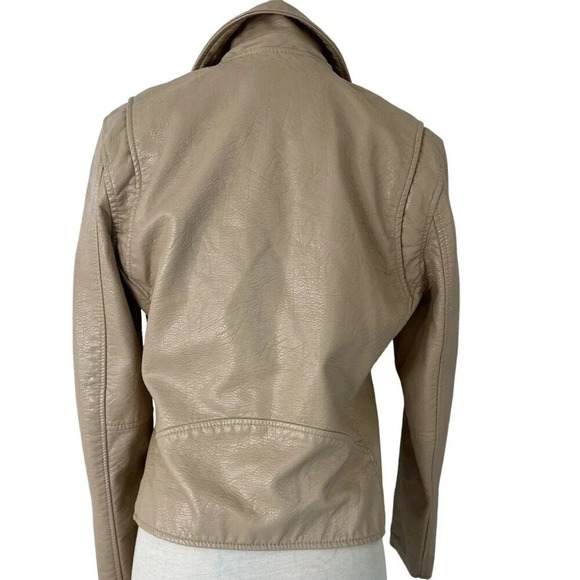 BLANK NYC Faux Leather Moto Jacket in Natural Light Small Womens Vegan Coat - Picture 8 of 16